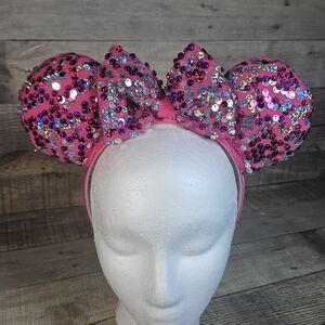 Pink Sequin Minnie Mouse Ears Disney Ears Handmade
